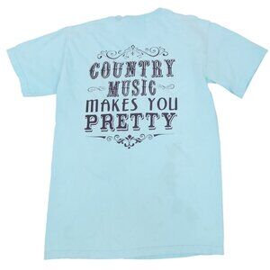 Comfort Colors Southern Chic T-Shirt Small Country Music Makes You Pretty On Bac